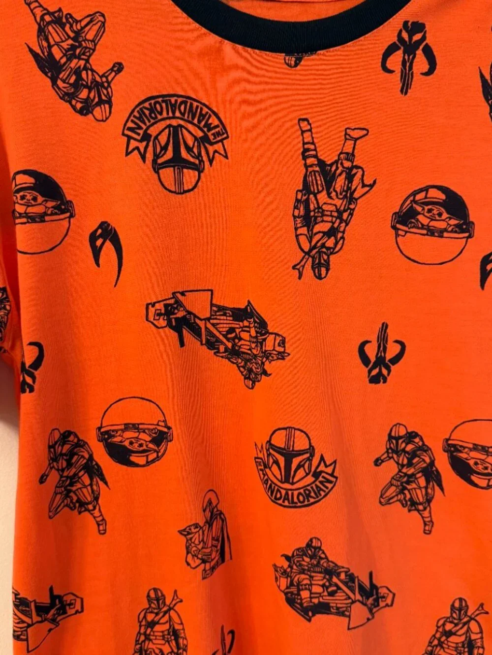 Gap Kids Star Wars The Mandalorian Orange Plaid Sleep Pajama Top Shirt Sz 14 NWT